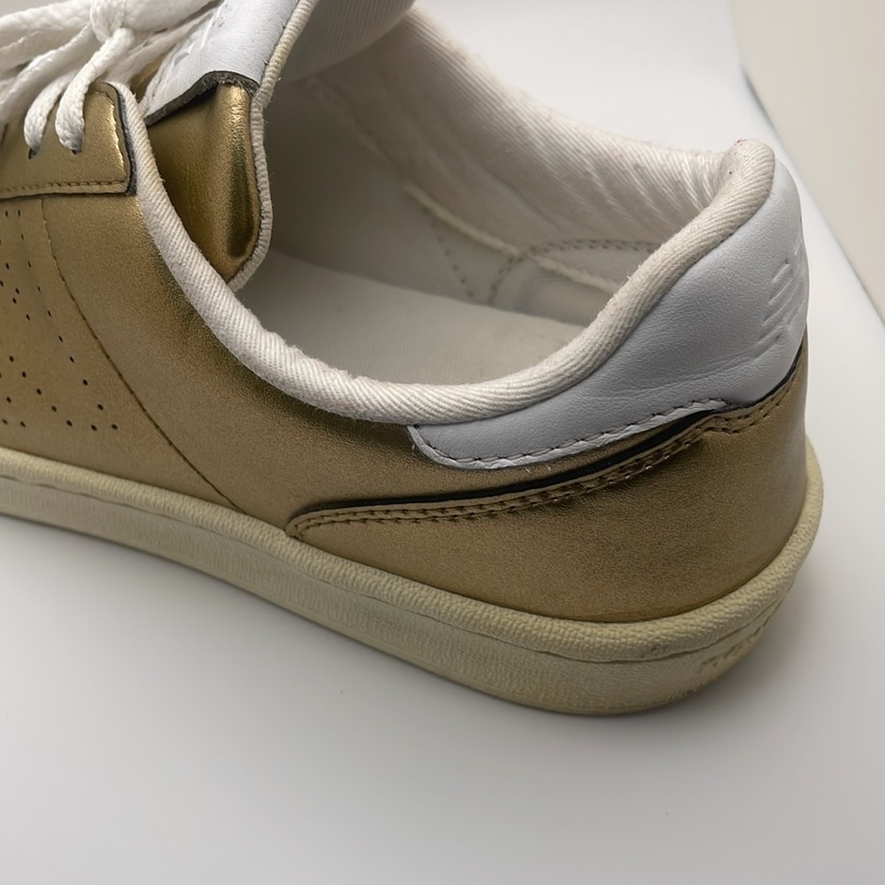 New Balance J Crew Metallic Gold Leather Casual Sneakers - Picture 4 of 15